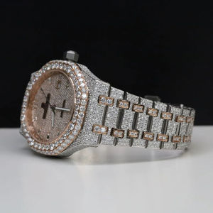 Custom Handmade Full White Gold Iced Out Dial VVS Moissanite Diamond Mechanical Fully Customized For <b>Men's</b> <b>Wrist</b> <b>Watch</b> - Product Image 2