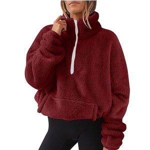 Sweat-shirt en polaire sherpa pour femme, doux et moelleux, avec logo personnalisable sur le devant, style streetwear - Product Image 1