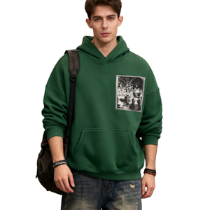 เสื้อฮู้ดดี้ผู้ชายไซส์ใหญ่ราคาถูก มีกระเป๋าหน้า พิมพ์ลายลำลอง ผ้าฝ้ายเฟรนช์เทอร์รี่ ใส่ได้ในฤดูใบไม้ร่วง - Product Image 4