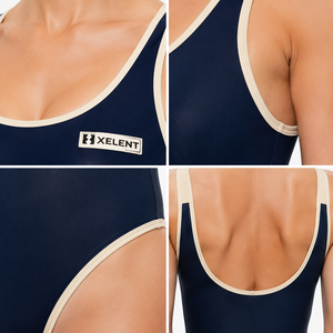 OEM Women's One Piece Swimsuit Scoop Neck High Cut <b>Slim</b> Fit Sleeveless Contrast Binding Custom Logo Swimwear Sialkot - Product Image 4