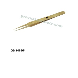 Pinzas de latón n.º 5 de 120 mm, herramientas de joyería de precisión antimagnéticas, pinzas de punta fina para la fabricación de joyas | N.º de artículo GS-1486/5 - Product Image 2