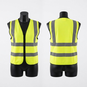 Premium 120 GSM Polyester Hi Vis Work <b>Vest</b> Reflective Safety Strips Custom Logo <b>Heat</b> Transfer Printing Fluorescent Yellow - Product Image 1