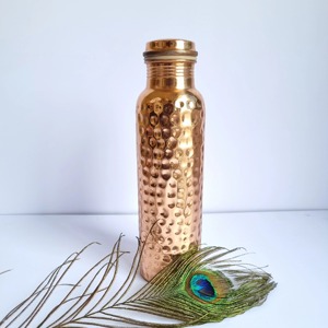 100% Pure <b>Copper</b> Hand-made Ayurvedic Water Bottle Leak-Proof <b>Screw</b>-On Cap Portable Design with Gift Box Packaging - Product Image 1