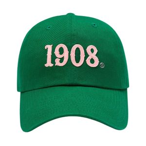 หมวกเบสบอลสีเขียวพร้อมลายปัก 1908 หมวกผ้าฝ้ายแบบปรับได้สไตล์ลำลองกีฬากลางแจ้งแฟชั่นเครื่องประดับศีรษะสำหรับผู้ชายผู้หญิง - Product Image 1