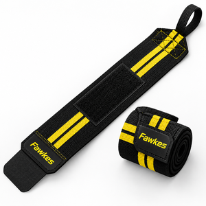 Correas de soporte para muñeca Fawkes, color negro con rayas verdes neón, cierre ajustable con gancho y bucle para levantamiento de pesas y entrenamiento de fuerza - Product Image 5