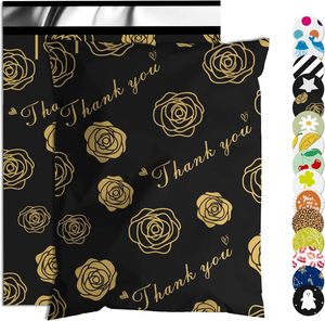 Bolsas de Envío Impermeables y Resistentes a Desgarros para Ropa, Bolsas de Correo Resistentes con Autosellado, Bolsas de Embalaje con Estampado de Rosas Doradas - Product Image 1