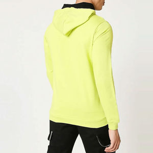 Sudadera con Capucha Verde Lima para Hombre, Corte Regular, Informal, Tejida, de Color Sólido, con Bolsillos, para Otoño - Product Image 4
