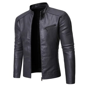 100% <b>Top</b> <b>High</b> Quality Comfortable Breathable Men Black Cow Skin <b>Leather</b> Jacket Winter Warm Long Sleeve Stand Collar Streetwear - Product Image 2