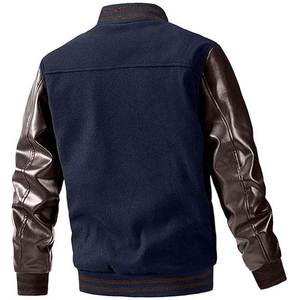 เสื้อแจ็คเก็ตเบสบอลสำหรับผู้ชายแบบ Letterman  ผ้าวูลผสมผ้าแคนวาส เป็นมิตรกับสิ่งแวดล้อม ระบายอากาศได้ดี มีซับใน ติดกระดุม เสื้อแจ็คเก็ต Letterman - Product Image 6