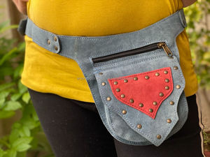 New Real Handmade Suede Leather Multi Pockets Waist Hip Bags With Adjustable Strap Stylish Unisex Leather Utility Fanny Packs - Product Image 4