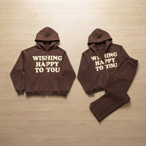 Customized Printed Regular Fit Tracksuit 2026 High Quality 100% Cotton Hoodies And Sweatpants Set French Terry <b>Track</b> Set Unisex - Product Image 3