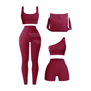 Conjunto Deportivo de Yoga para Mujer de Alta Calidad, Bra y Leggings Transpirables, Sin Costuras, 100% Nailon, Cintura Elástica con Logotipo en la Cintura y Frente - Product Image 1