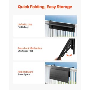 12 X 32 Folding Balcony Railing <b>Table</b> Outdoor Balcony Bar <b>Table</b> Railings 50 Lbs Loading Capacity Hanging <b>Table</b> for Balcony Fit - Product Image 5