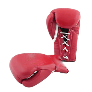 Guantes de Boxeo de Cuero Vacuno Rojo de 10 Oz con Cordones, Equipo de Entrenamiento para Práctica de Boxeo - Product Image 2