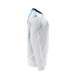 T-shirt à manches longues pour homme, imprimé par sublimation, dégradé bleu et blanc, séchage rapide, col rond, tricoté en polyester, pull décontracté pour l'été - Product Image 2
