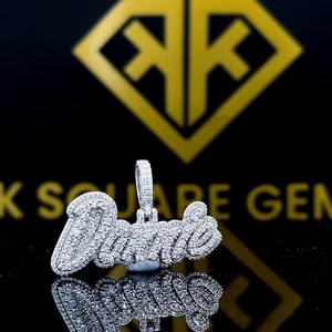 Pendentif Hip Hop Personnalisé Unique avec Lettre et Moissanite, Bijou Unisexe pour Enfants en Argent Sterling Qualité VVS, Cadeau - Product Image 1