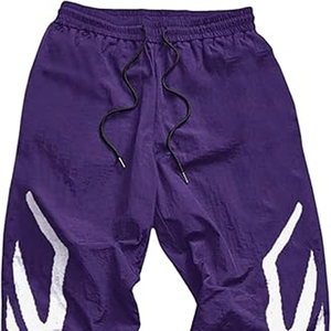 Pantalon décontracté confortable pour homme, coupe large, en molleton bouclette et nylon, avec passepoil, idéal pour l'extérieur - Product Image 2