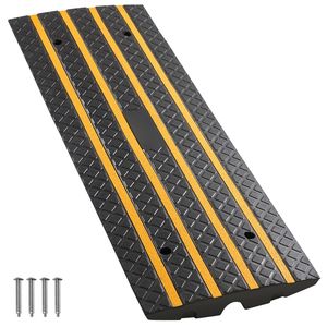 Rampa in Gomma Riflettente Gialla per Vialetti Auto, Altezza 2,6 Pollici, Capacità di Carico 33069 Libbre, Larghezza 2,6 Pollici, Rampa a Ponte per Marciapiede - Product Image 1