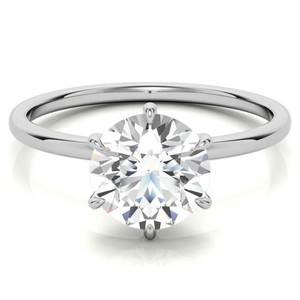 Anillo de Moissanita de Corte Redondo, Plata de Ley 925, Chapado en Oro Blanco, Clásico, para Compromiso, Boda, Promesa, Aniversario, Regalo para Ella - Product Image 1