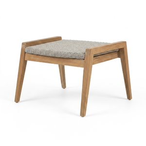 Ensemble fauteuil et tabouret Sydney, mobilier d'extérieur moderne pliable, fabriqué en teck durable et en rotin synthétique élégant - Product Image 3