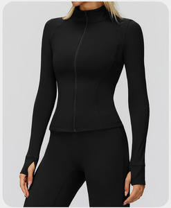 Custom Wholesale Womens Zipper Running <b>Jacket</b> Long Sleeve Gym & Activewear Top for <b>Workout</b> Pilates Yoga and Sports - Product Image 4