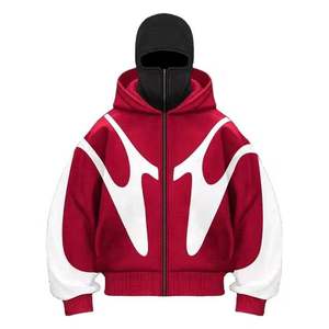 Sweat à capuche pour hommes et adolescents, style gangster, avec logo personnalisé brodé, pull-over entièrement zippé, impression, grande taille, cagoule longue, automne, 100% coton - Product Image 5