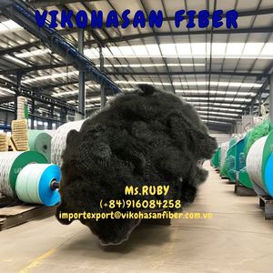 Fibre 100 % recyclée 6D noire solide et sèche, très demandée, de l'usine Vikohasan et fibre GRS pour la fabrication de fil non tissé et de géotextile. - Product Image 6