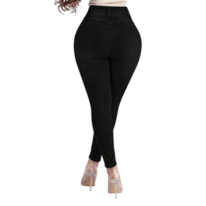 Jeans de Mezclilla Negros de Cintura Alta, Ajustados, Largos, Transpirables, de Algodón y Elastano, Pantalones Casuales para Mujer, Estilo Otoño 2026 - Product Image 5