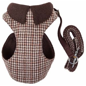 Harnais et laisse pour chien 2-en-1 réglables Luxe Houndsome, collier réversible en maille à carreaux, harnais pour animaux de compagnie de qualité supérieure - Product Image 5