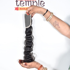 ผมแท้แบบอินเดีย 4x4 Closure Remy สีธรรมชาติ ลอนลึกแบบหลวมๆ เรียงเกล็ดผมอย่างดี เย็บสองชั้นด้วยเครื่องจักร ผมไม่ผ่านการแปรรูป น้ำหนัก 100 กรัม/ชิ้น - Product Image 3
