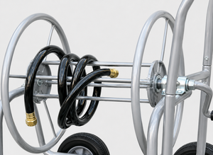 Enrouleur de tuyau d'arrosage métallique robuste de 150 pieds avec chariot et 4 roues en caoutchouc massif pour l'arrosage, le lavage de voitures et le bain des animaux ODGGAD020 - Product Image 4