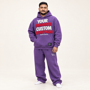 Ensemble de survêtement polaire pour homme avec sweat à capuche à lettres en relief et pantalon de survêtement large, étiquette personnalisée, collection hiver streetwear - Product Image 3