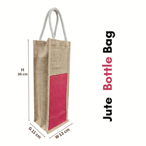 Sac fourre-tout en jute imprimé sur mesure pour bouteille de vin avec poignée en corde de coton, emballage cadeau réutilisable et écologique pour la promotion - Product Image 2
