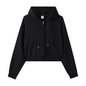 Sudadera con capucha de forro polar grueso de manga corta con cremallera para mujer, estilo oversize, sencilla y versátil, para otoño - Product Image 3