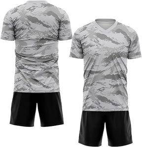 MILIENZ SPORTS APPAREL Ensemble de maillots de football pour hommes, uniforme d'équipe personnalisé, dégradé blanc-bleu, col en V, manches courtes, évacuation de l'humidité, 480g - Product Image 1