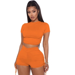 Dames personnalisées deux pièces été licou hauts courts Shorts empilables Jogging pantalon costume vêtements de sport Fitness vêtements de sport 2026 - Product Image 1