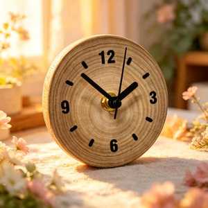 Elegant Wooden Table <b>Clock</b> with Silent Quartz <b>Movement</b> Classic Design Battery Powered for Living Room & Office - Product Image 1