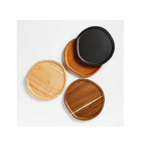 Round Wooden Serving <b>Plate</b> Minimalist Design Solid Color Durable For <b>Snacks</b> Desserts & Style Rustic Dinnerware Minimalist Wooden - Product Image 1
