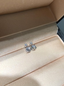 Boucles d'oreilles pendantes à deux pierres en diamant cultivé en laboratoire, or blanc 14 carats, boucles d'oreilles minimalistes en diamant pour femmes, bijoux fins - Product Image 3