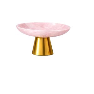 Bols décoratifs en résine rose premium avec base dorée pour centre de table de salle à manger, ensemble de bols en résine de luxe - Product Image 1