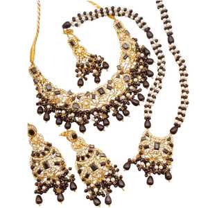 Ensemble de bijoux en acier inoxydable de créateur, 5 pièces, collier et boucles d'oreilles au design personnalisé, ensembles de mode, tenue de mariée traditionnelle, qualité d'exportation, OEM - Product Image 1