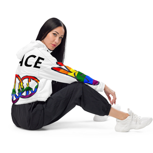 Custom Women Cropped <b>Pullover</b> Windbreaker <b>Jacket</b> Lightweight Quarter Zip White Nylon Rainbow Running Outdoor Women's <b>Jackets</b> - Product Image 3