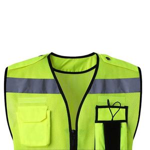 เสื้อกั๊กสะท้อนแสงแบบ Hi-Vis พร้อมกระเป๋า สีเหลือง สำหรับงานก่อสร้าง เสื้อกั๊กนิรภัยสะท้อนแสงสำหรับงานฉุกเฉินริมถนน - Product Image 4