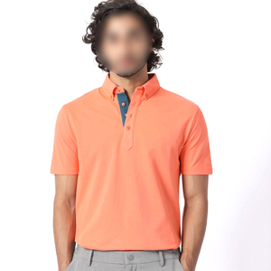 เสื้อโปโลผู้ชายสีส้ม แขนเสื้อแบบปิเก้ ระบายอากาศได้ดี สวมใส่สบาย ทรงปกติ ความยาวปกติ สีพื้น ผ้าถัก - Product Image 1
