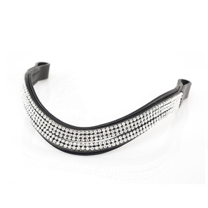 Leather Horse Brow Band With Padded & Small Silver <b>Crystals</b> Work <b>Top</b> Supplier Manufacturer & Wholesaler Saman Exports - Product Image 1