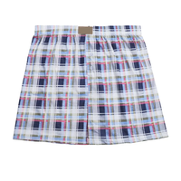 Boxer Homme Noir Gris à Carreaux Personnalisé en Polyester/Coton Respirant, Coupe Ample Décontractée avec Braguette Boutonnée et Élastique