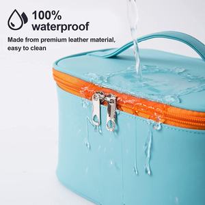 Bolsa de Maquillaje Portátil de Viaje para Mujer, Organizador de Cosméticos con Cierre, de Cuero PU, Lavable e Impermeable - Product Image 5