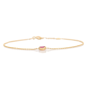 Pulsera Sencilla y Delicada con Forma de Corazón y Rubí, Cadena de Oro Amarillo Sólido de 14K, Regalo para el Día de San Valentín, Joyería Fina - Product Image 5