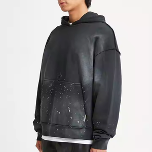 Custom <b>Men</b> Acid Wash Hoodie Cotton Oversized Drop Shoulder Vintage Streetwear <b>Pullover</b> Manufacturer - Product Image 2