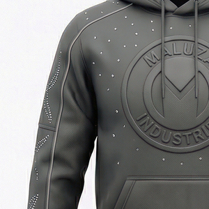 Sweat à capuche en molleton 100% coton enduit Urban ONYX, MALUZA Industries, logo superposé, streetwear premium d'hiver, tendance USA Europe - Product Image 2